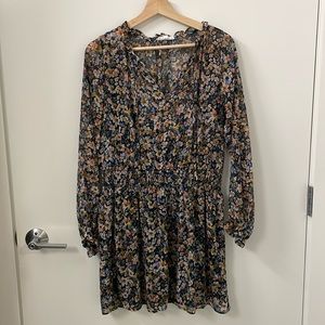 Dark Green Floral Mini Dress